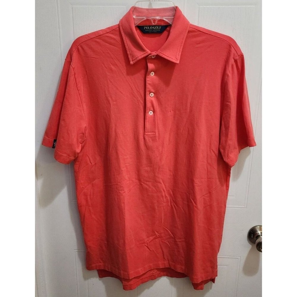 Polo Golf Ralph Lauren Salmon Red Pima Cotton Short Sleeve Casual Size Medium‎